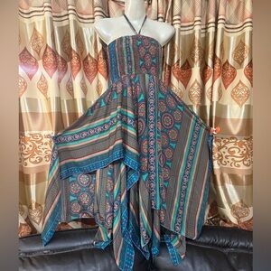 India Boutique Medium Halter Handkerchief Dress